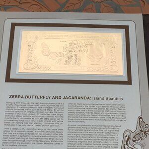 Gold Bank Notes Of Antigua And Barbuda 23 K Gold 30 Dollars Zebra Butterfly